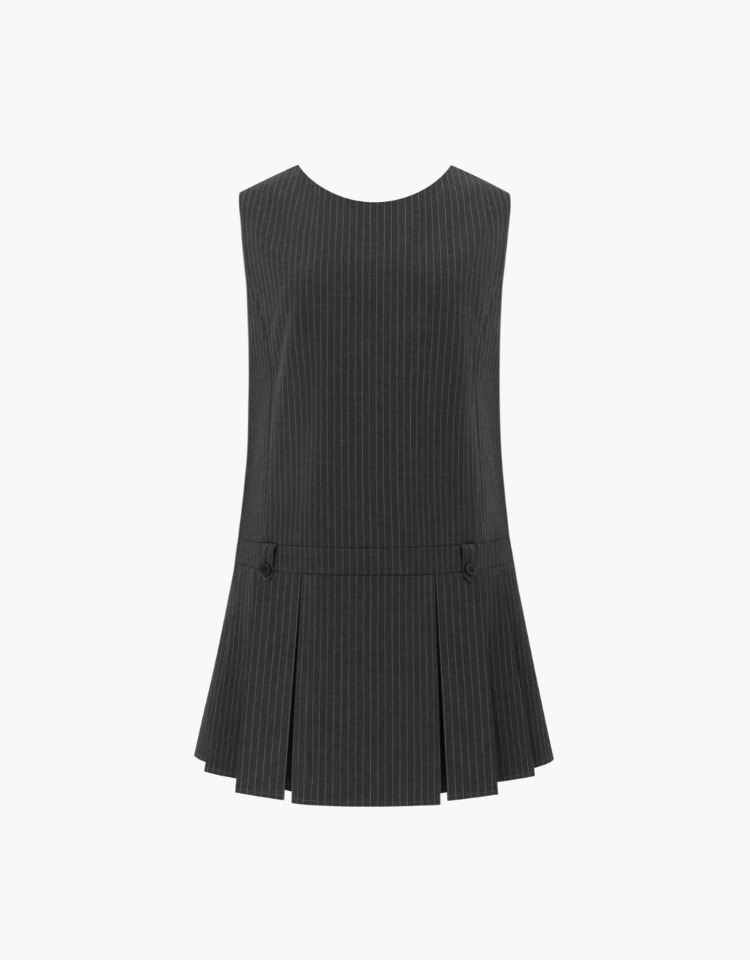 pleats sleeveless mini dress - charcoal