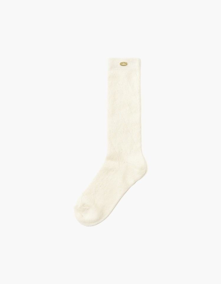 lace argyle socks - cream