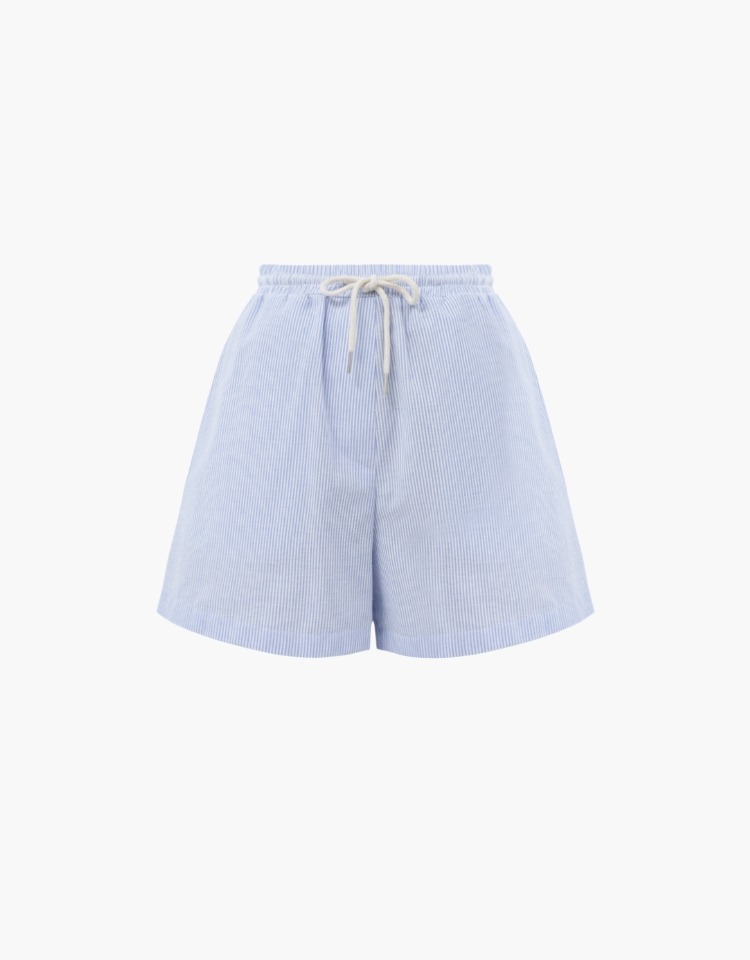 stripe banding shorts - blue