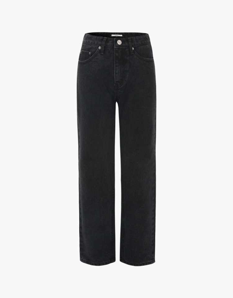 slim straight denim pants (dark grey)