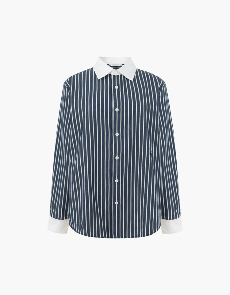 collar point standard shirt (navy stripe)