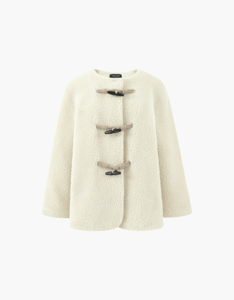 toggle button fleece coat (ivory)