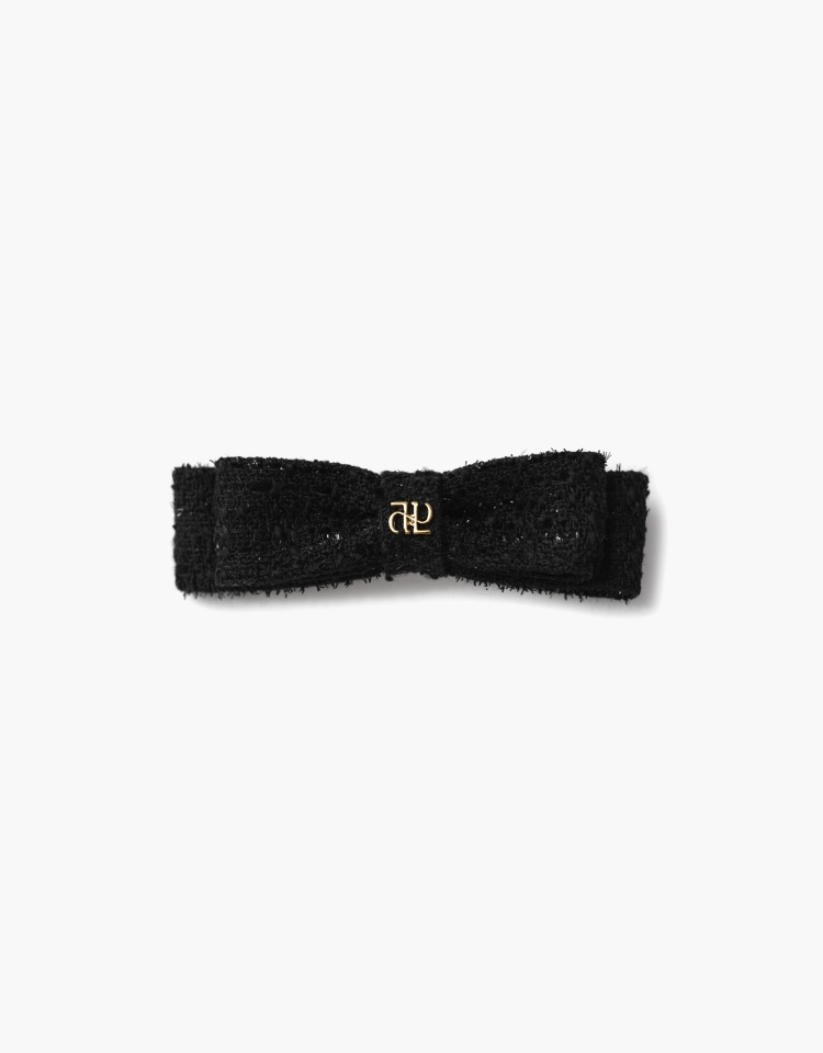 d/p charm ribbon pin - black tweed