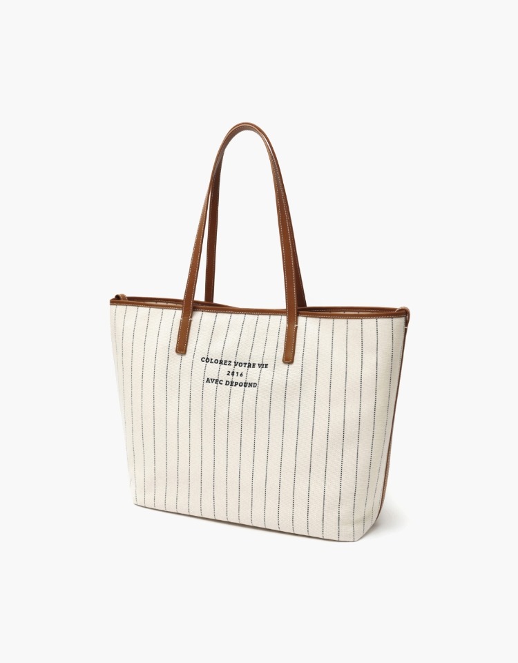 dear bag (shoulder) - ivory stripe (L)