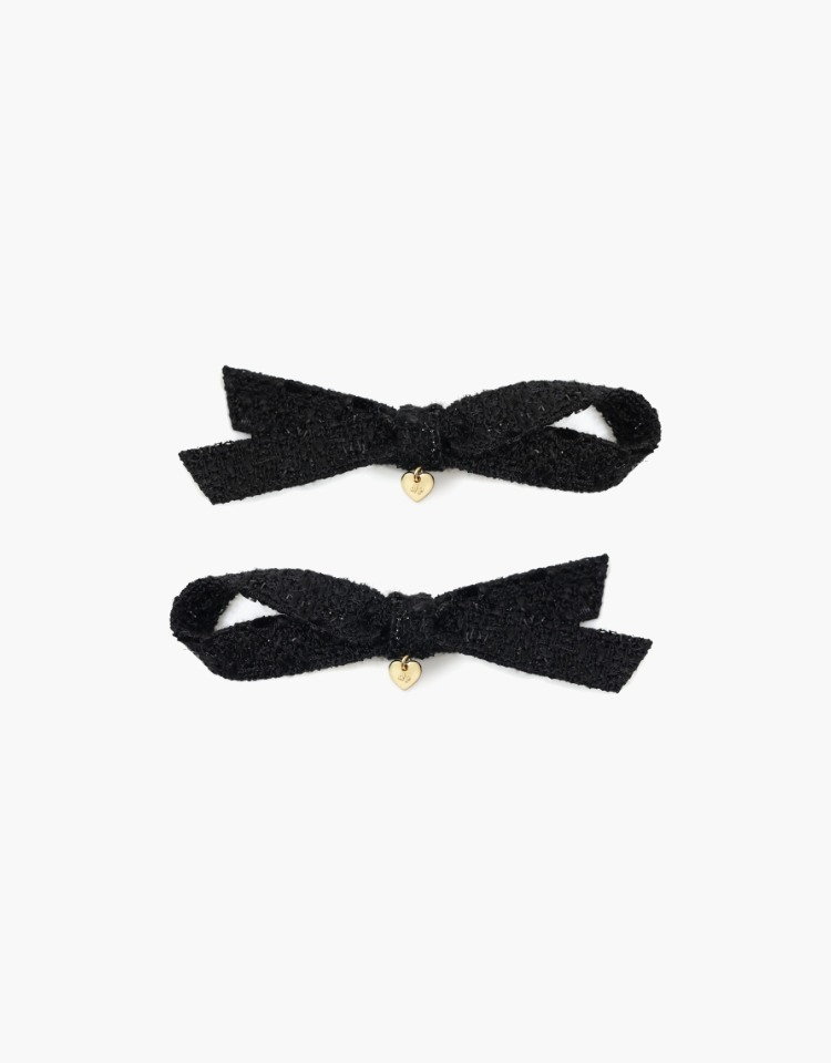 ribbon pin SET - black tweed
