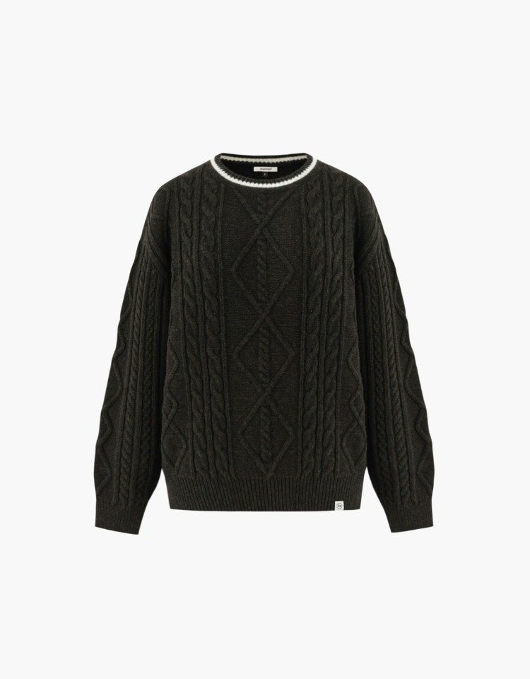 line cable knit - dark khaki