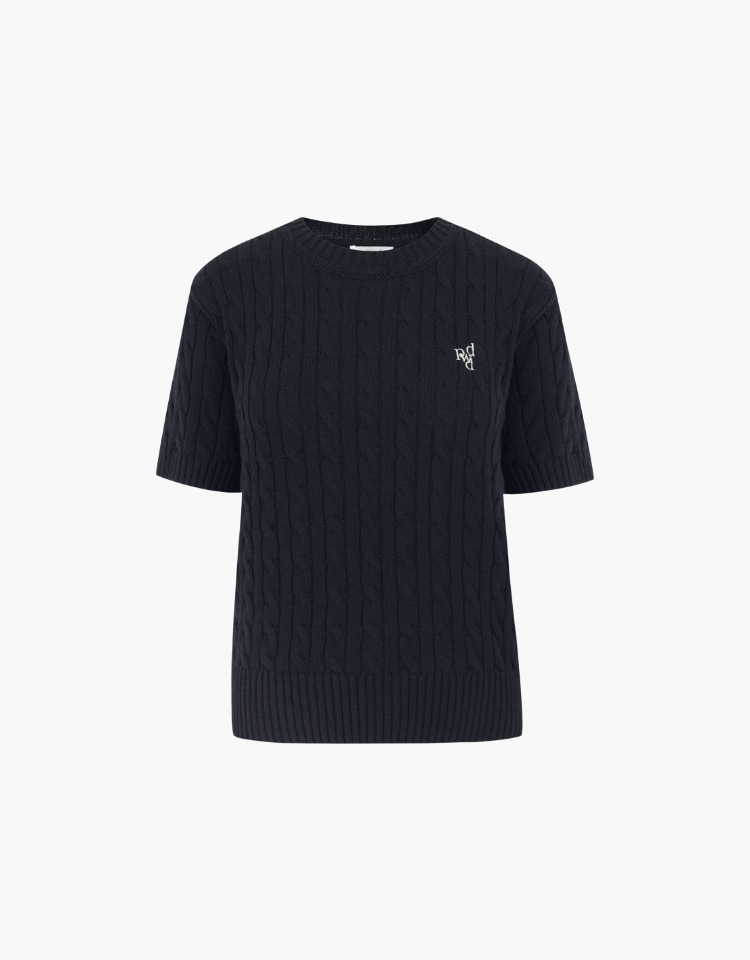 half sleeve cable knit (navy)