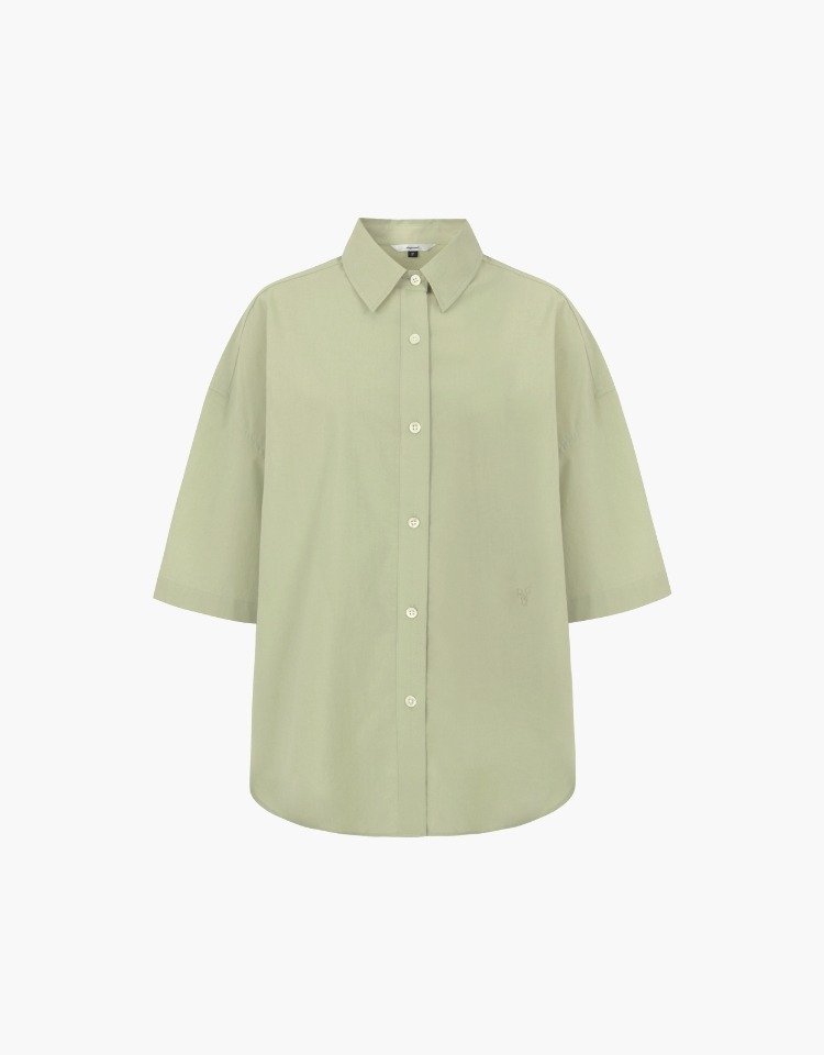 [정채연 착용]half sleeve oversized shirts (mint)