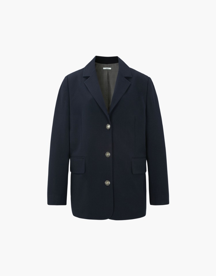 gold button classic jacket - navy