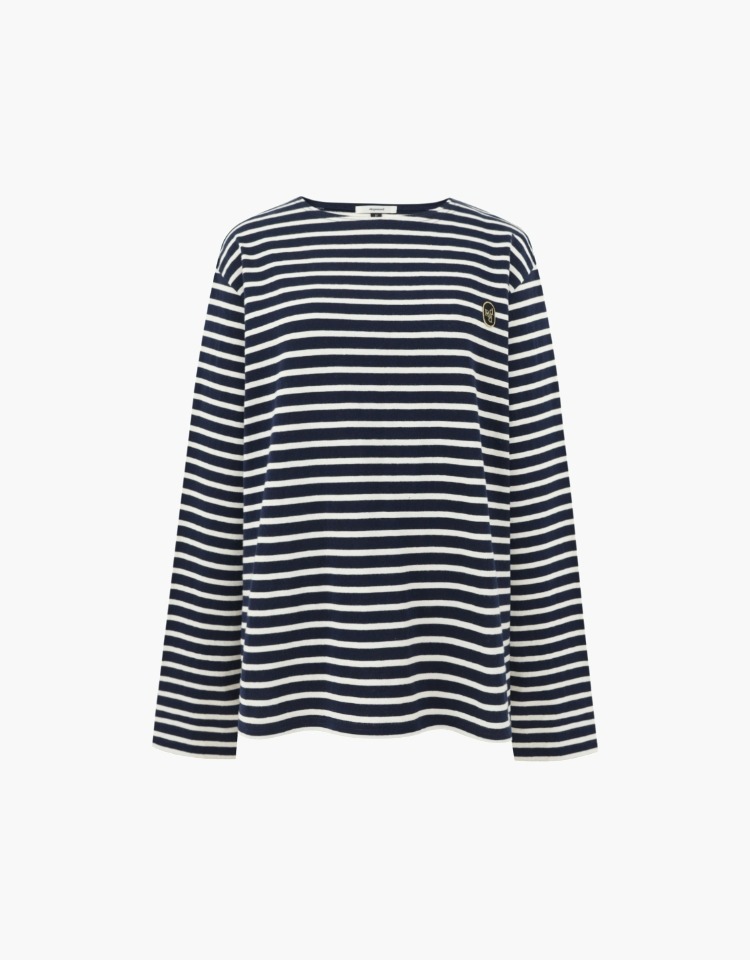 [예약배송 10/25]dpwd elbow patch stripe t shirts (navy+ivory stripe)
