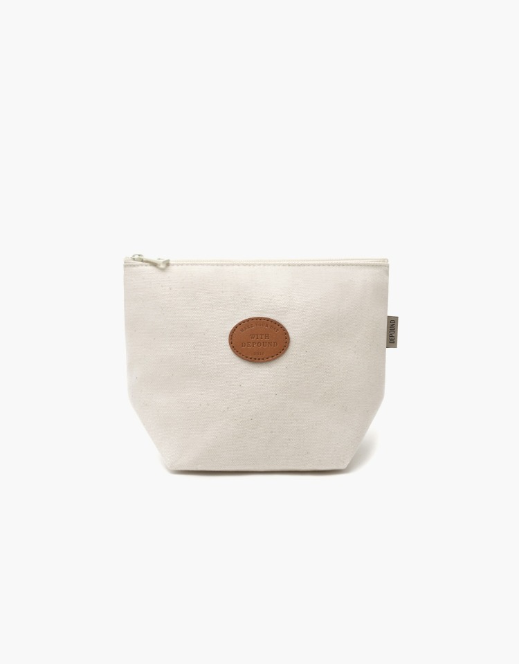leather patch bun pouch (M) - ivory