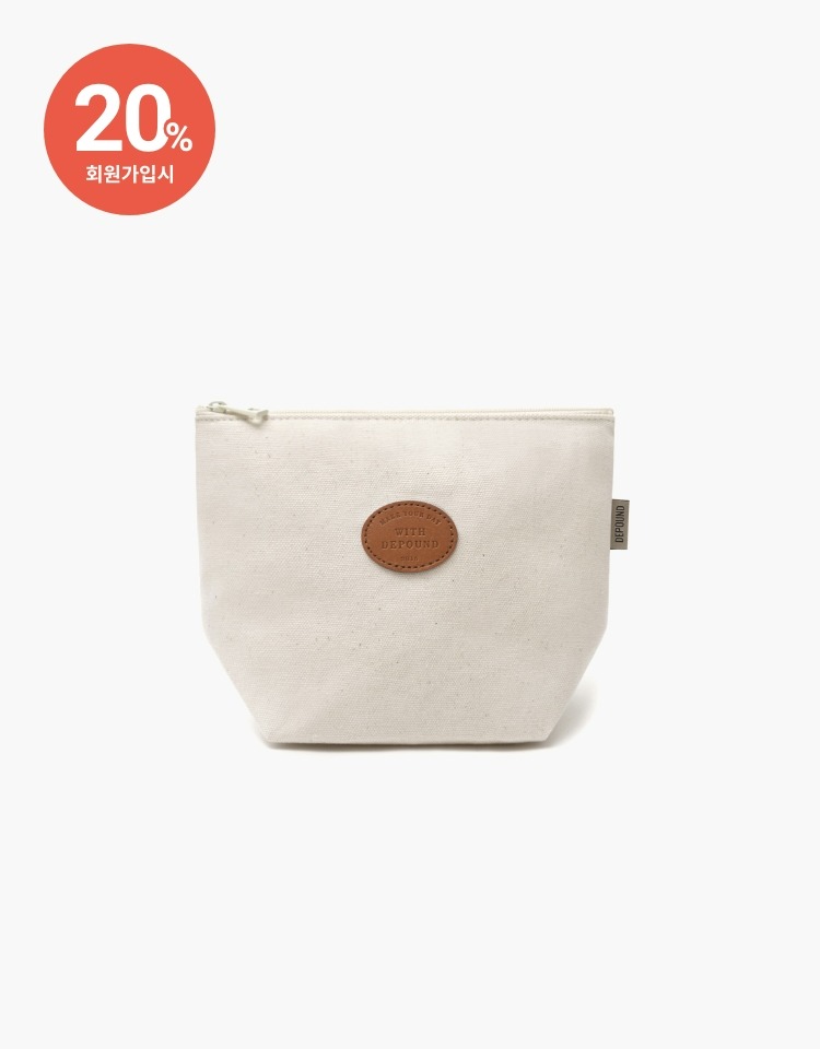 [PRE-ORDER 8/16~8/22]leather patch bun pouch (M) - ivory