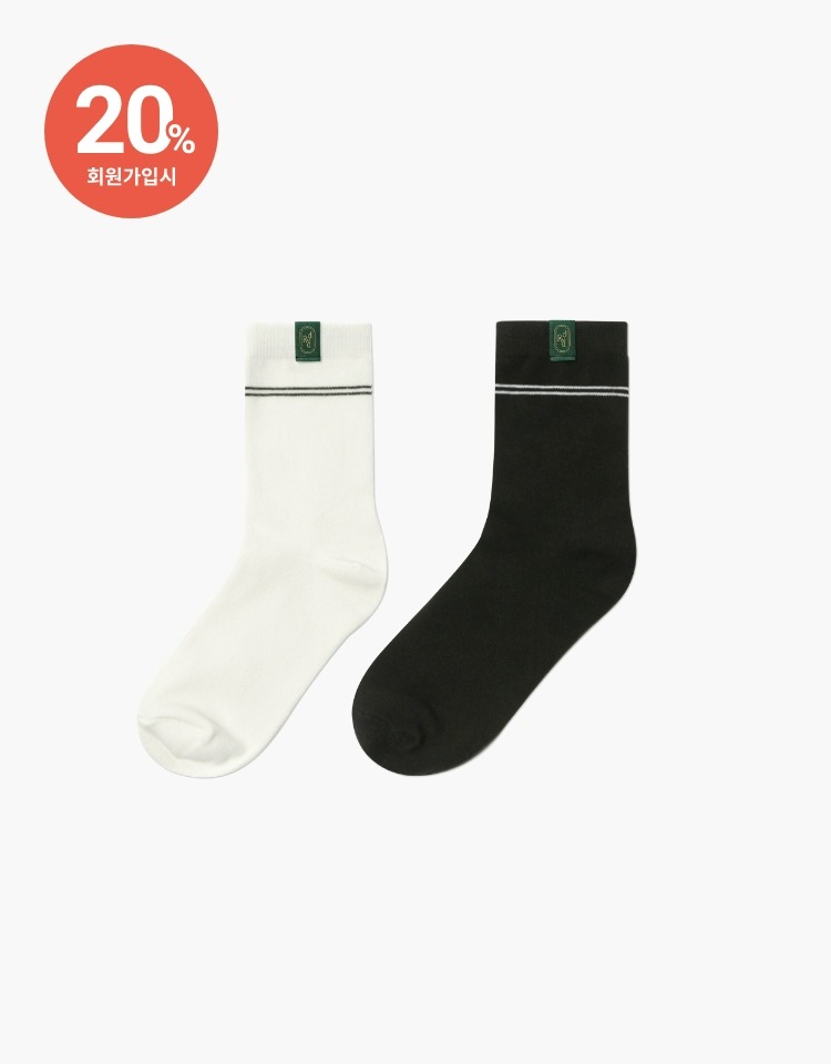 [PRE-ORDER 8/16~8/22][EXCLUSIVE] stripe ankle socks (ivory/black SET)