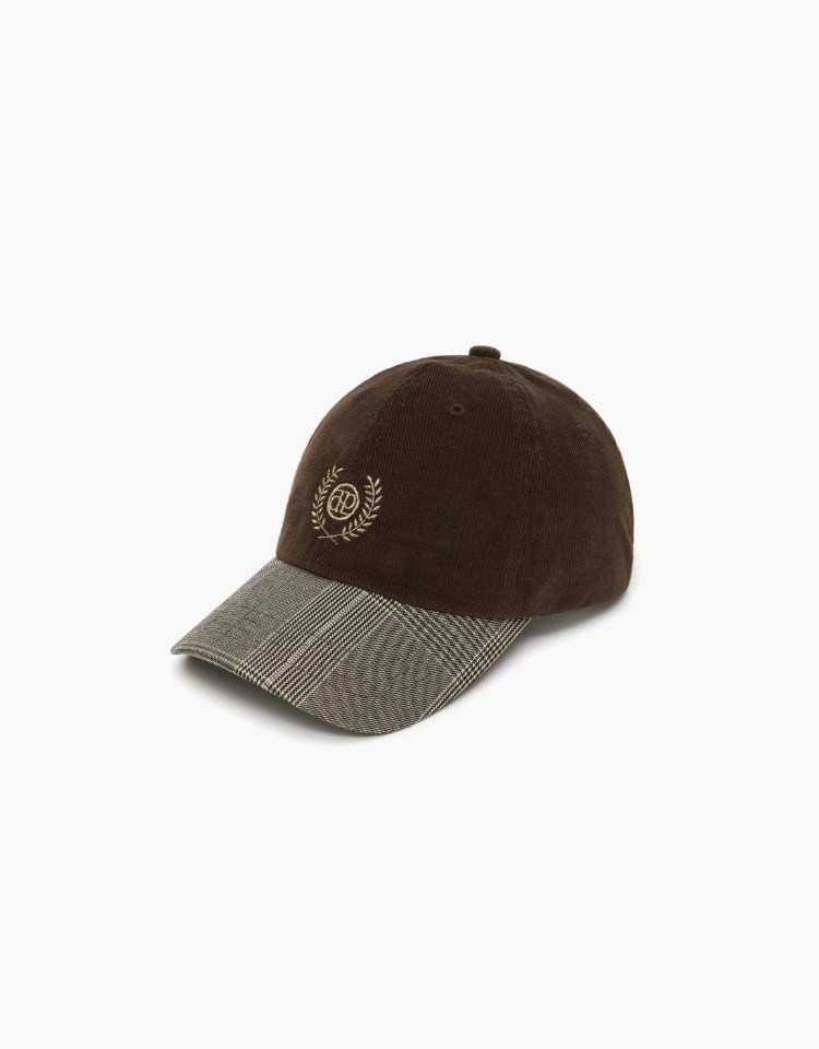crown logo ballcap (brown+check)