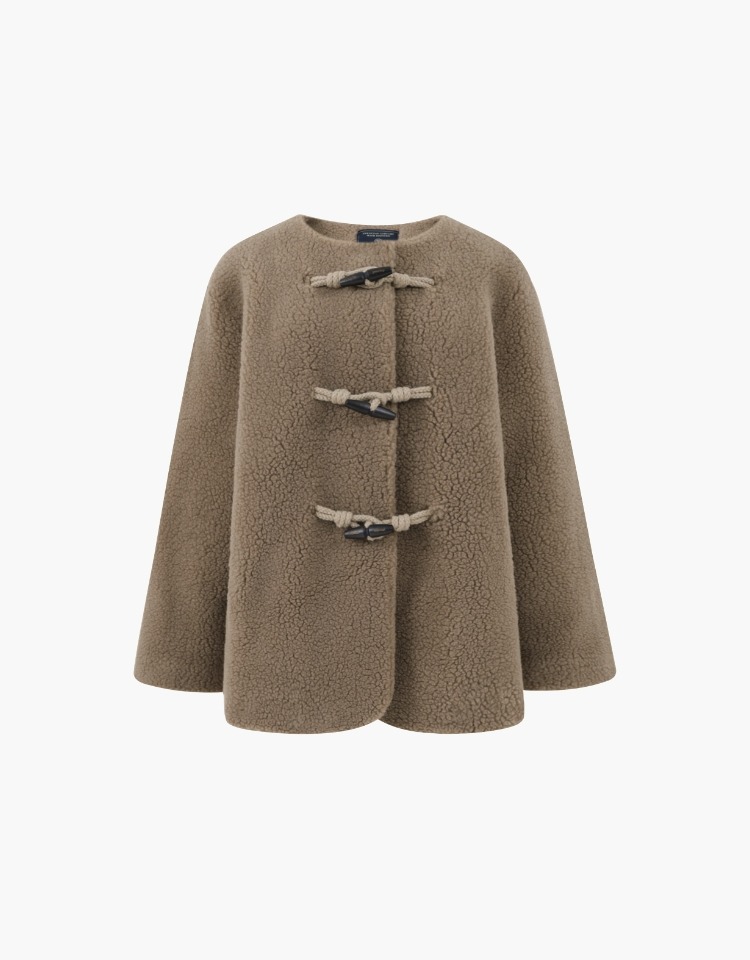 [장도연 착용]toggle button fleece coat - brown