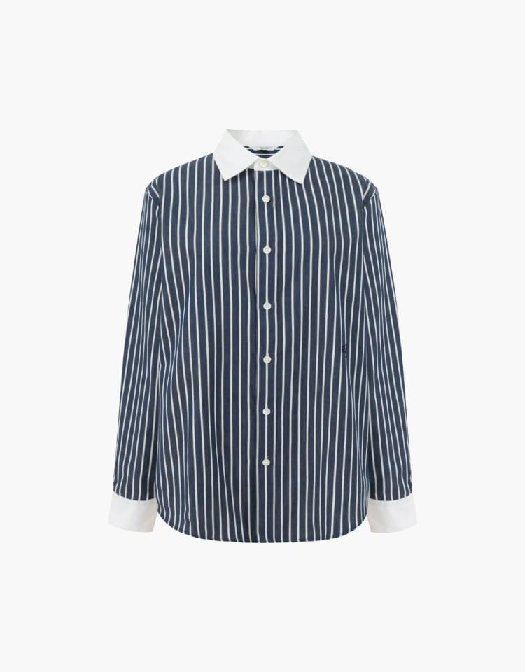 collar point standard shirt (navy stripe)