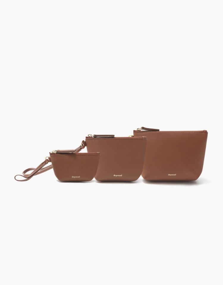 leather charm pouch - brown