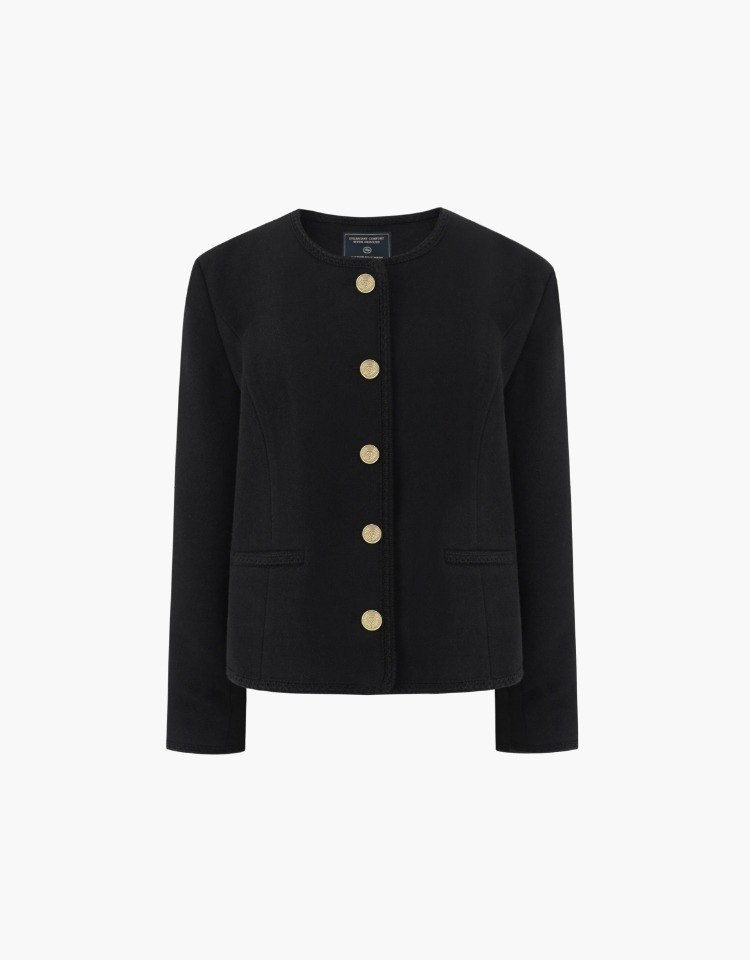 wool blend tweed jacket - black