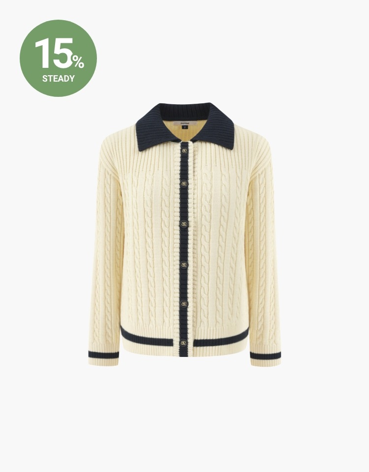 [EVENT 9/18~9/25] [에이핑크 정은지 착용] color cable mix cardigan - ivory