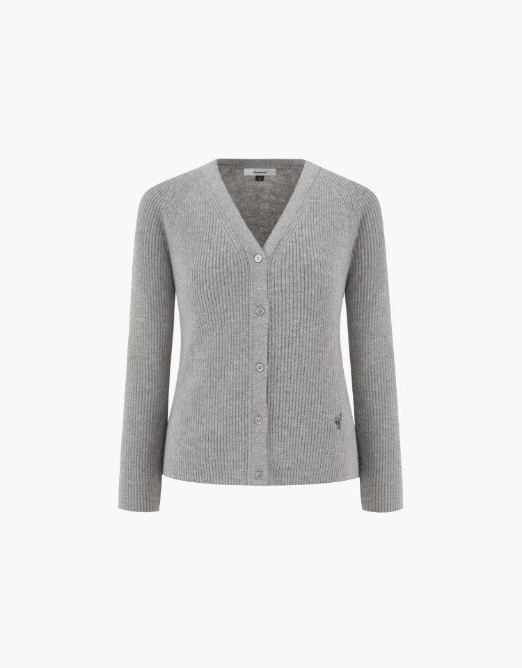 cashmere blend V neck cardigan - gray