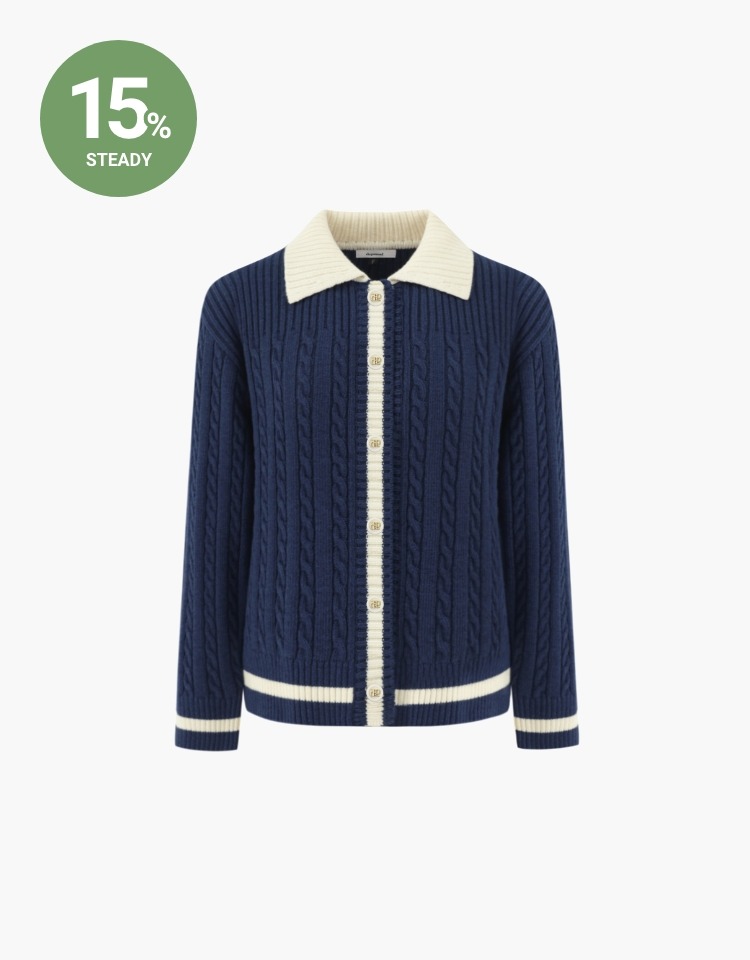 [EVENT 9/18~9/25]color cable mix cardigan - navy