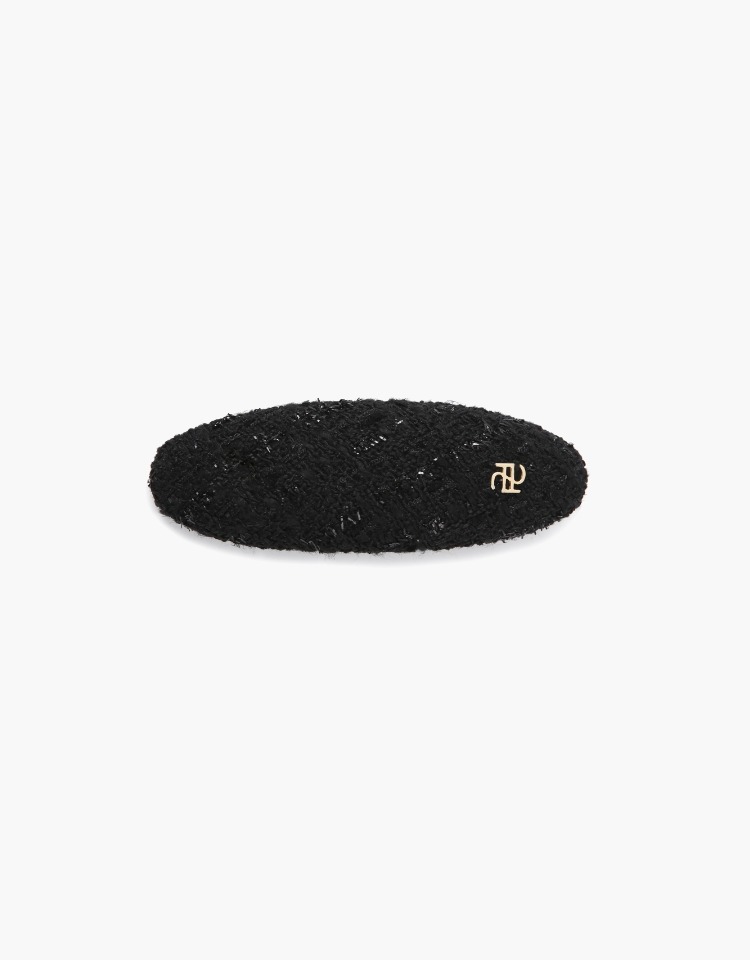 d/p oval pin - black tweed (L)