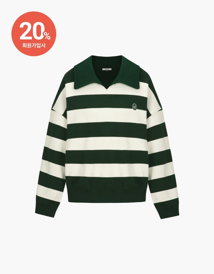 [PRE-ORDER 9/18~9/25]wappen stripe collar sweatshirt - green