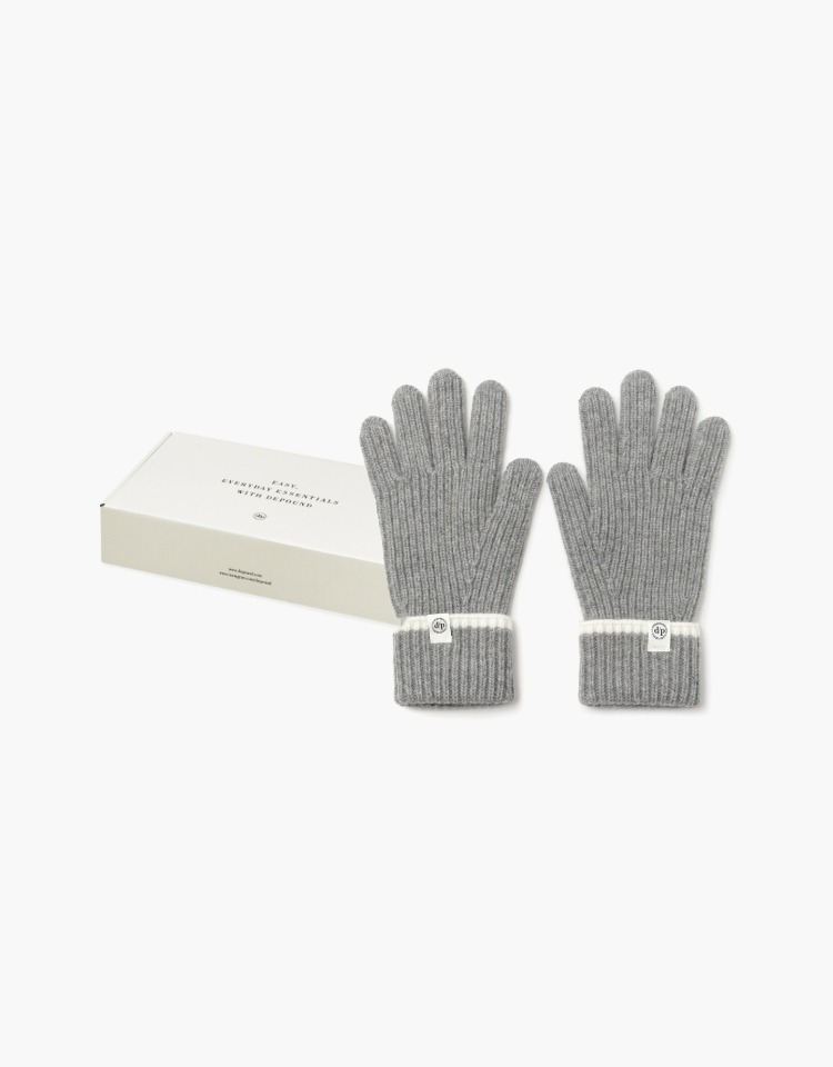 [선물포장]line knit gloves - gray