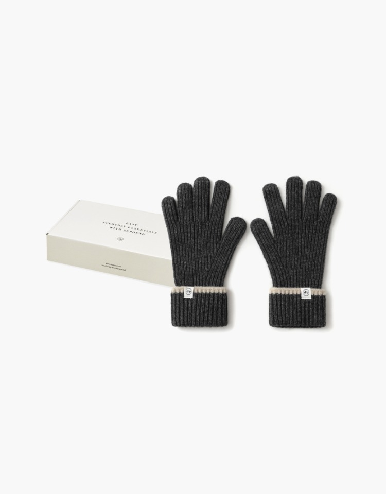 [선물포장]line knit gloves - charcoal