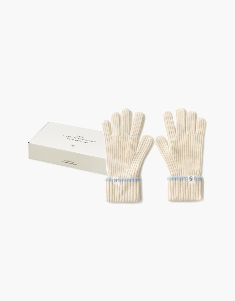 [선물포장]line knit gloves - ivory
