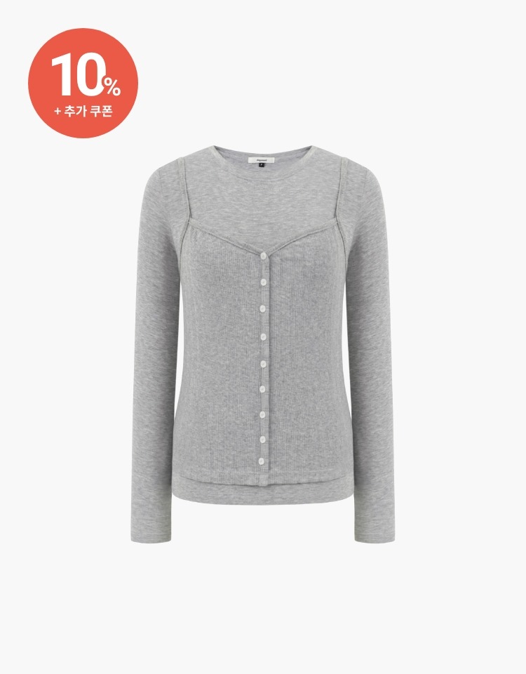 [10% 할인+10% 쿠폰]bustier layered t-shirt - gray