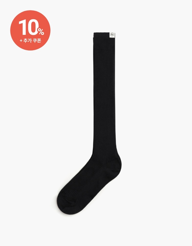 [10% 할인+10% 쿠폰]cotton rib knee socks - black