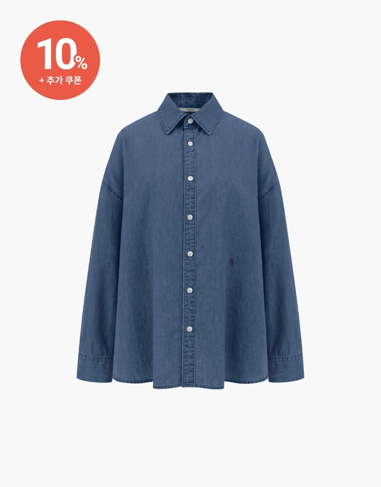 [예약배송 3/12] [10% 할인+10% 쿠폰]oversized denim shirts - medium blue