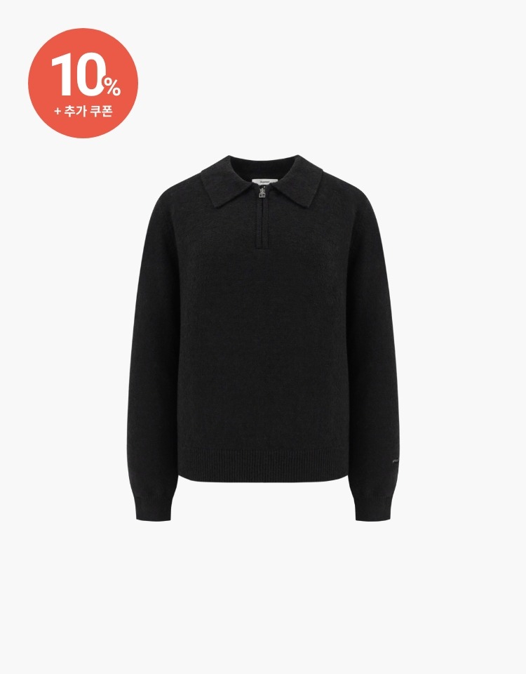 [10% 할인+10% 쿠폰]half zip-up collar knit - black