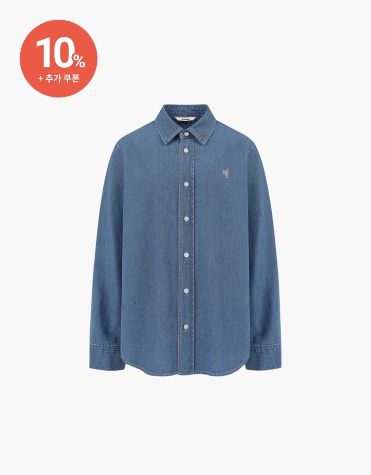 [예약배송 3/12] [10% 할인+10% 쿠폰]standard denim shirts - medium blue