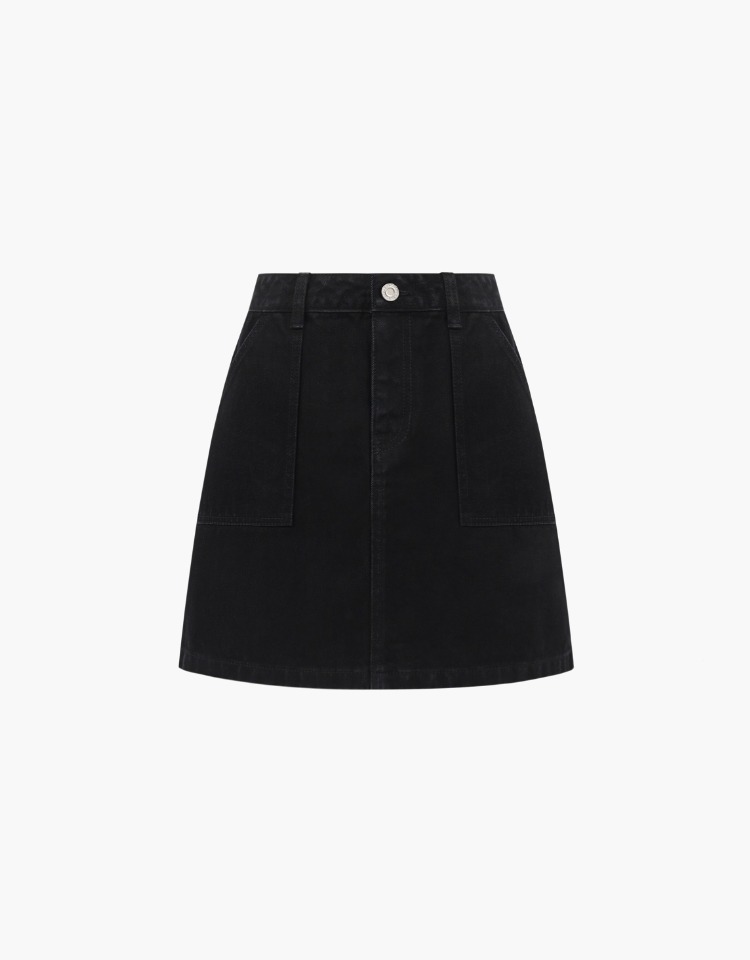 mini denim skirt - black