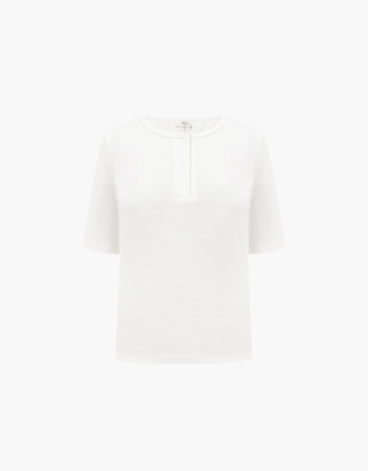 henley neck t-shirt - white