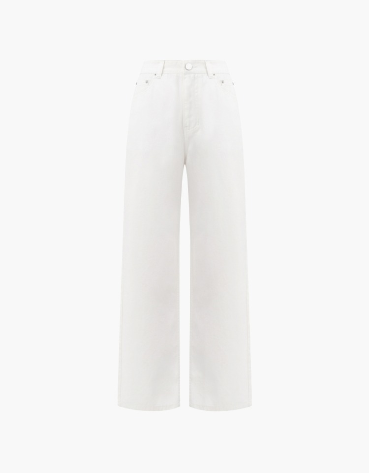 [나연 PICK]semi wide denim pants - white