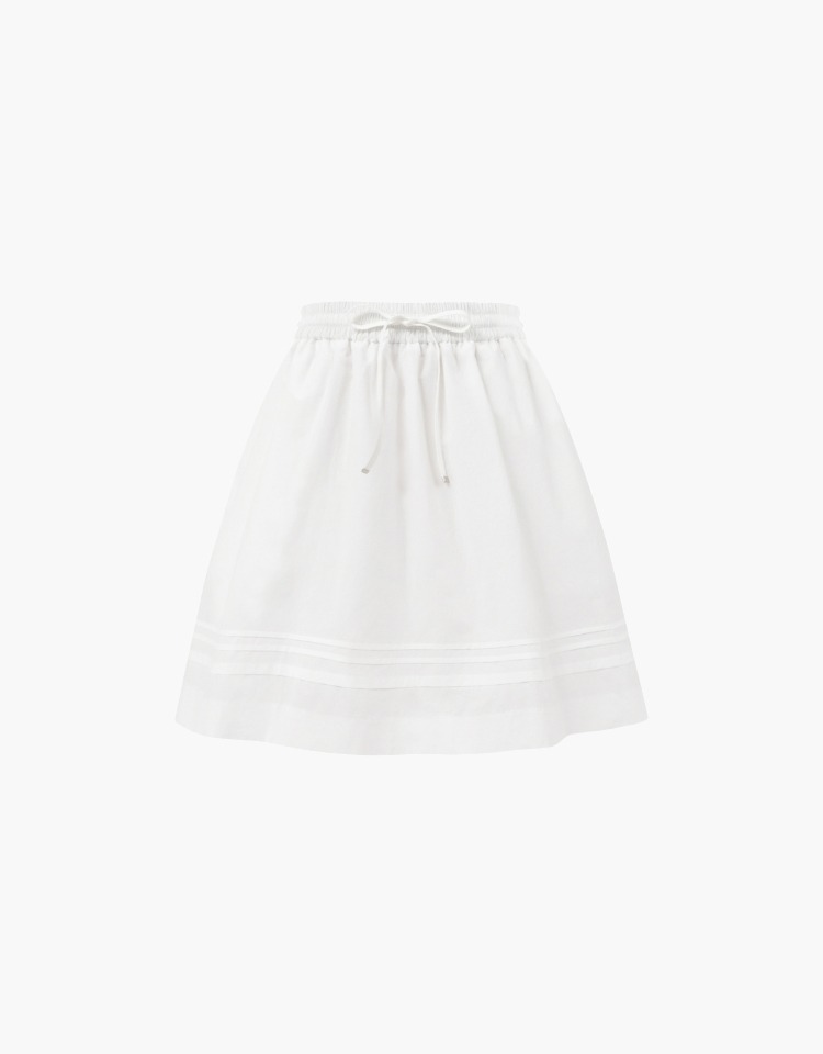 [나연 PICK]ribbon shirring banding skirt - white